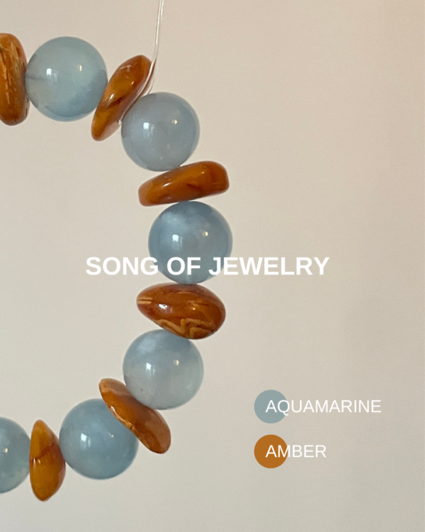 “Aloha Tide” Aquamarine & Amber Bracelet-14mm [One-of-a-kind] - Image 3