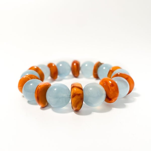 “Aloha Tide” Aquamarine & Amber Bracelet-14mm [One-of-a-kind]