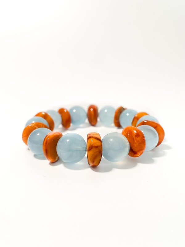“Aloha Tide” Aquamarine & Amber Bracelet-14mm [One-of-a-kind]