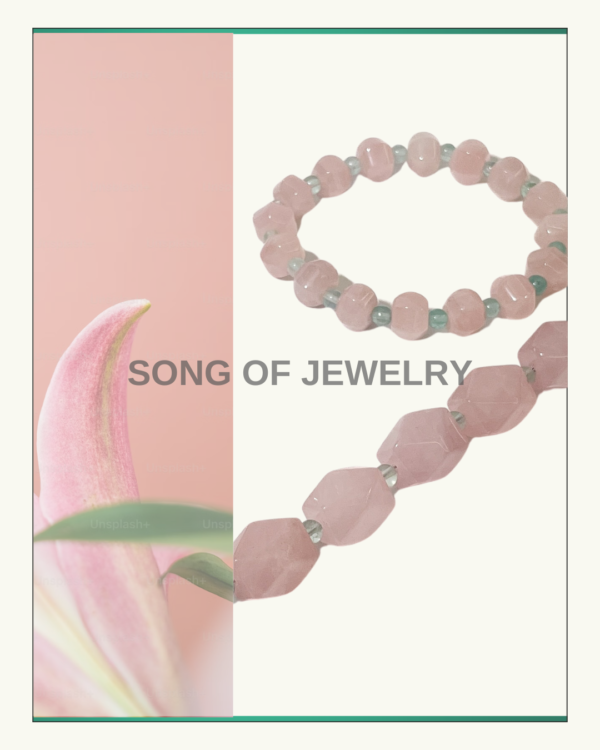 Blush Aura – Rose Quartz & Green Fluorite Crystal Jewelry Set - Image 2