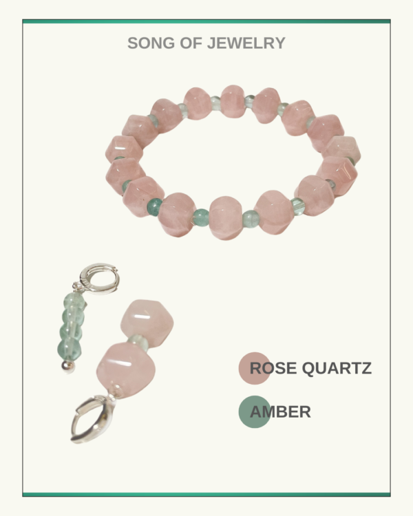 Blush Aura – Rose Quartz & Green Fluorite Crystal Jewelry Set - Image 3