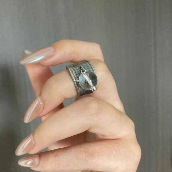 Adjustable Clear Quartz Ring S925