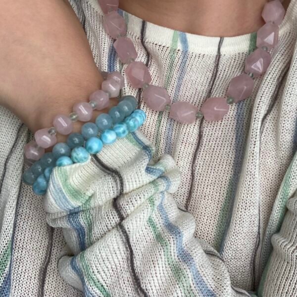 Blush Aura – Rose Quartz & Green Fluorite Crystal Jewelry Set - Image 13