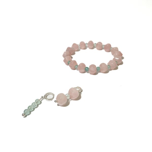 Blush Aura – Rose Quartz & Green Fluorite Crystal Jewelry Set - Image 7