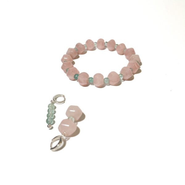 Blush Aura – Rose Quartz & Green Fluorite Crystal Jewelry Set - Image 8