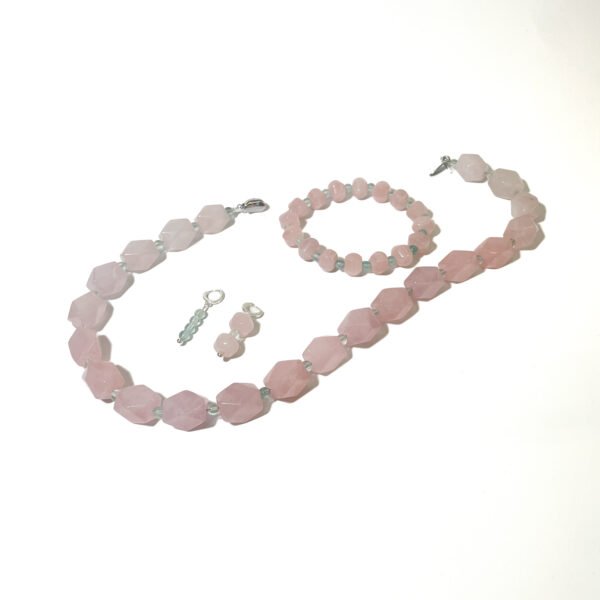 Blush Aura – Rose Quartz & Green Fluorite Crystal Jewelry Set - Image 11